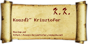 Koszó Krisztofer névjegykártya
